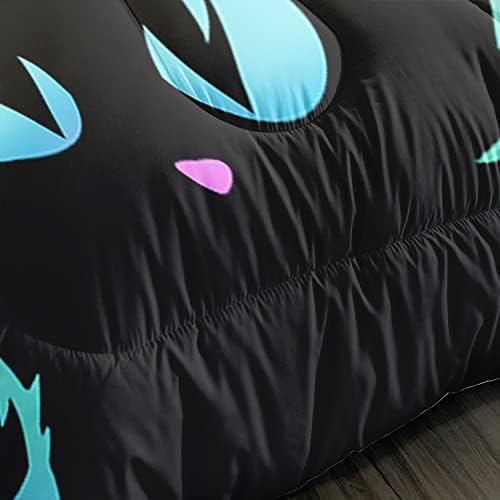 Axolotl Kids Cartoon Cat Comforter Set - Full Size Gradient Black