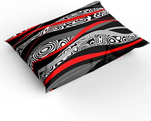 OComster California King Duvet Cover Set Red Geometric Pattern