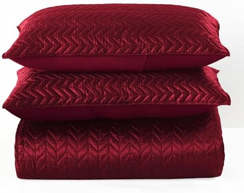 Whale Flotilla Silky Soft Satin Quilt Set Queen Size Red