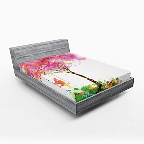 Ambesonne Spring Blossom Watercolor Sheet Set