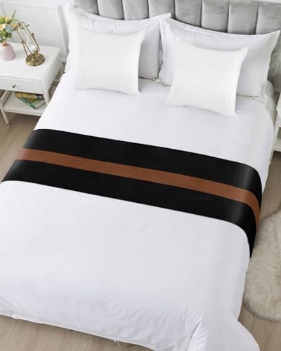 Sabolny Black Stripes King Size Bed Runner Scarf 1
