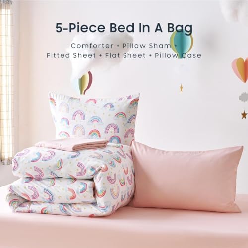 Wake In Cloud - Twin Size Rainbow Bedding Set for Girls