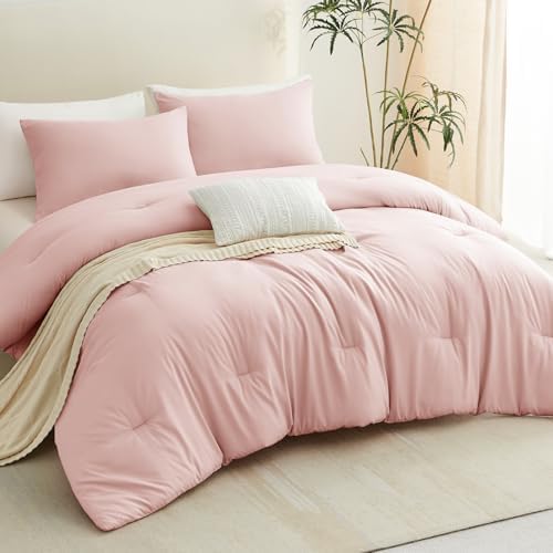 CozyLux Blush Pink Comforter Set for Girls 3 Pieces 1