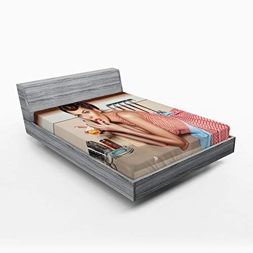 Ambesonne Pin-Up Girl Fitted Sheet California King 1