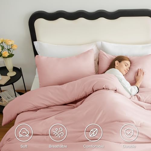 CozyLux Blush Pink Comforter Set for Girls 3 Pieces 1
