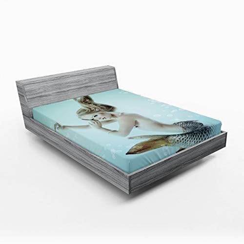 Ambesonne Mermaid Sheet Set - California King Seafoam Beige