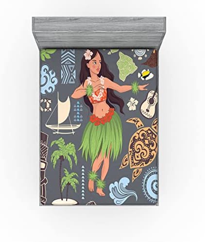 Ambesonne Hula Girl Fitted Sheet Multicolor 1