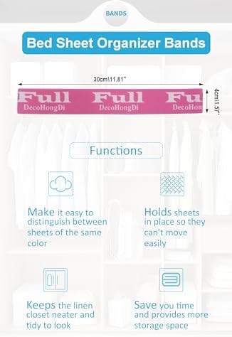 6 Pcs Elastic Bed Sheet Organizer with Labels Pink