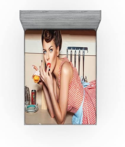 Ambesonne Pin-Up Girl Fitted Sheet California King 1