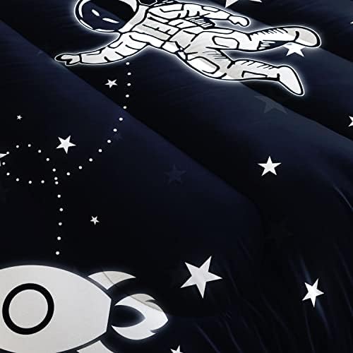 Kids Comforter Set Astronaut Space Rocket Pattern Twin 68x86