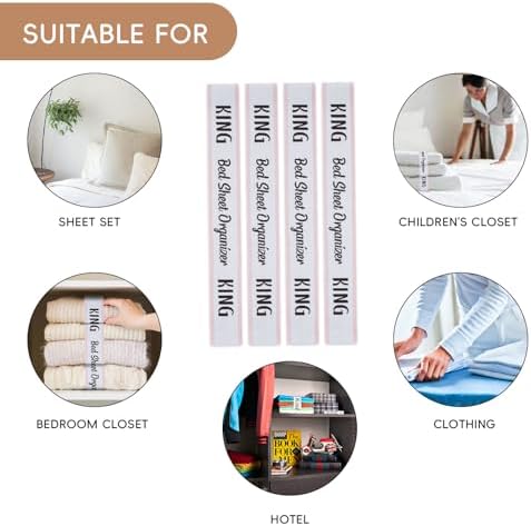 4PCS Bed Sheet Organizer Bands - King Bedding Straps for Closet
