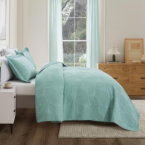 CHIXIN Botanical Cotton Quilt Queen Size - Seaglass
