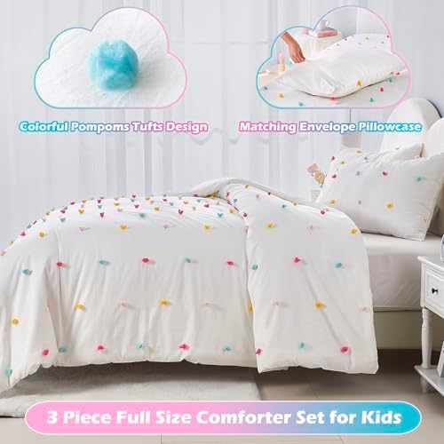 VIVILINEN Kids Comforter Set with Pom Pom Design