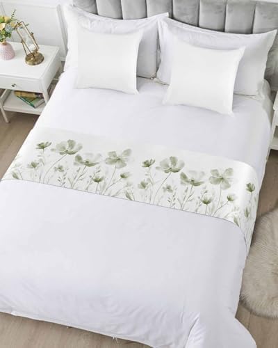 Chucoco Sage Green Flower Bed Runner Scarf