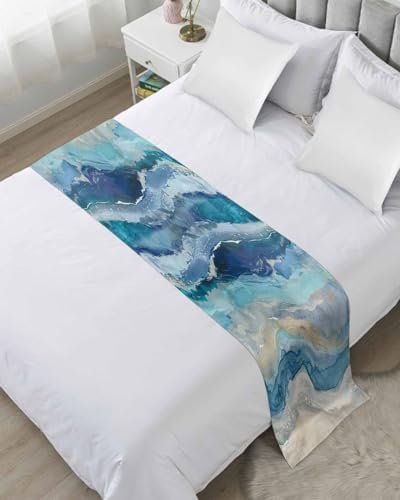 Homechoid Blue Coastal Bed Runner 94x20 Inches