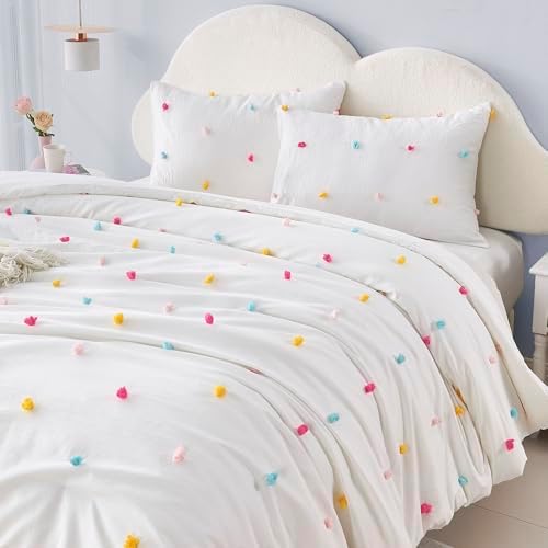 VIVILINEN Kids Comforter Set with Pom Pom Design