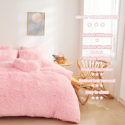 Fluffy Pink Comforter Set Twin - 2 Piece Plush Bedding