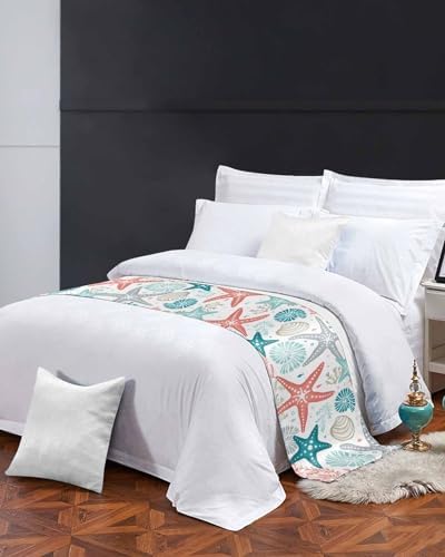 Teal Green Coral Bed Runner for Twin Bed