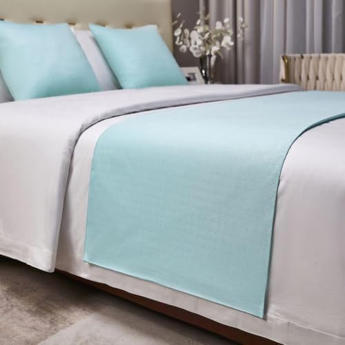 HSTANGKY Blue King Bed Runner Scarf Coverlet Decor