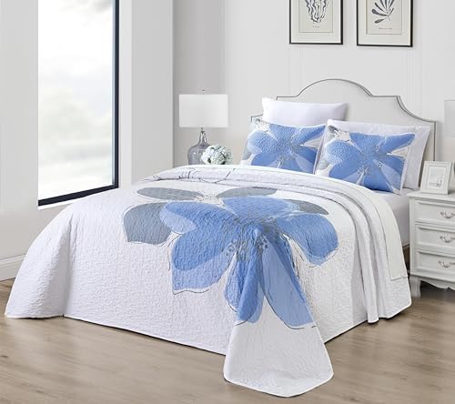 Grand Linen 3-Piece Hibiscus Quilt Set Queen Size