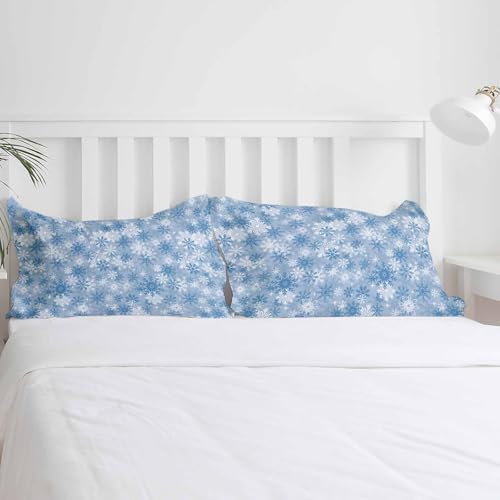 OComster California King Duvet Cover Set with Blue Snowflake Design