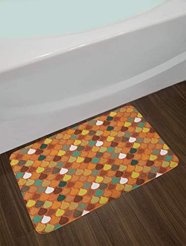 Ambesonne Geometric Bath Mat Orange White