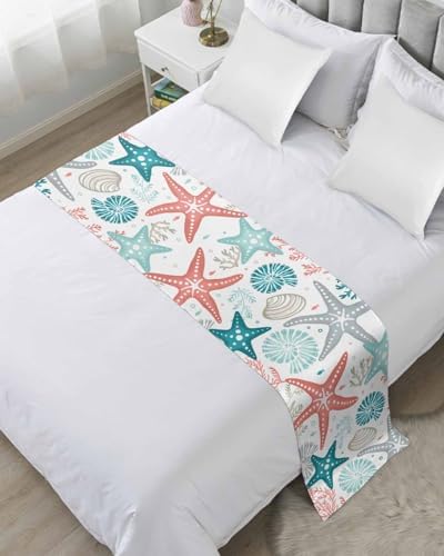 Teal Green Coral Bed Runner for Twin Bed
