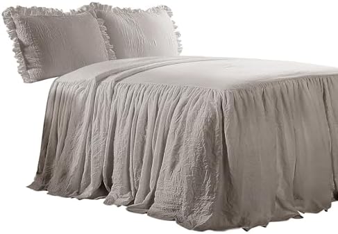 Lush Decor Ruffle Skirt Bedspread Set - 3-Piece King Grey