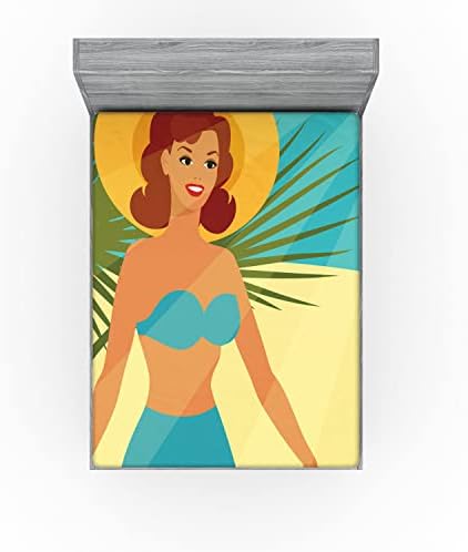 Ambesonne Pin-up Girl Fitted Sheet California King