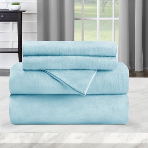 Superior Flannel Sheet Set Twin XL Light Blue