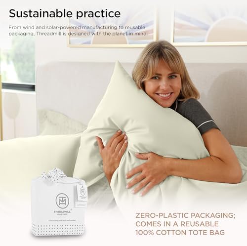 Threadmill 100 Supima Cotton Sheets 1200 Thread Count Cal King Set Ivory