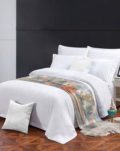 Sabolny Abstract Orange Cal King Bed Runner Scarf 1