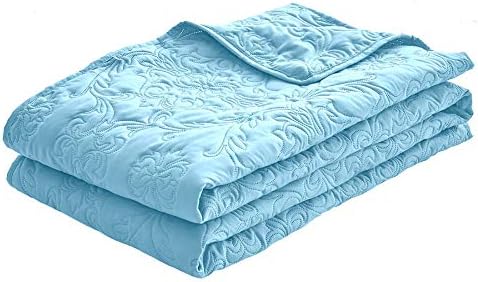 Sophia and William 3 Piece Quilt Set Queen Full Light Blue