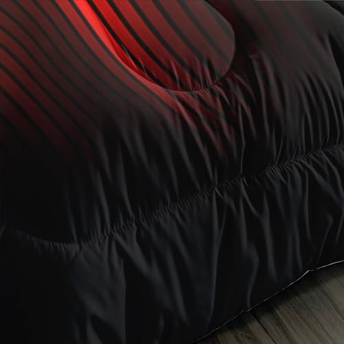 QOOMO Red Black Abstract Kids Comforter Set