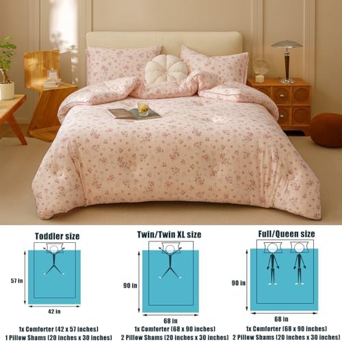 Doimier 2PCS Toddler Bedding Set Pink Petals