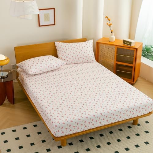 JiaPoem 4-Piece Floral Sheet Set - Cool Ultra Soft Queen Sheets