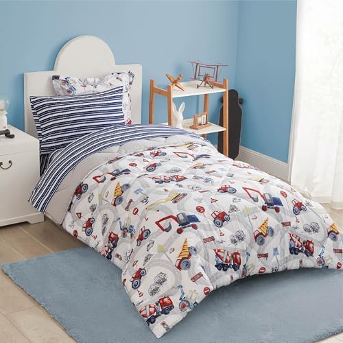 Truck Twin Comforter Set for Boys 5 Piece