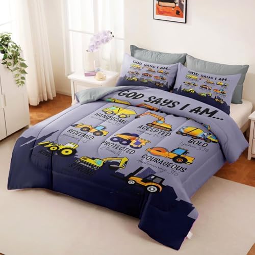GRAT TIOC Construction Truck Comforter Set Twin Size