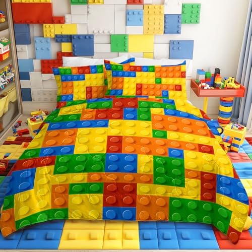 BlessLiving Kids Building Blocks Comforter Set - 3-Piece Twin