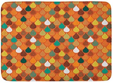 Ambesonne Geometric Bath Mat Orange White