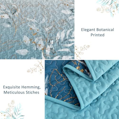 Anibedding Gradient Blue Queen Quilt Set 3-Piece