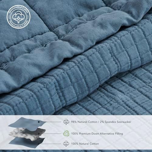 EVERGRACEHOME Stonewashed Cotton Quilt Set Full Queen Size