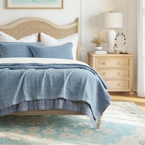 EVERGRACEHOME Stonewashed Cotton Quilt Set Full Queen Size