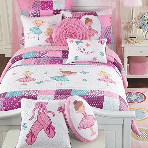 Cozy Line Little Dancer Butterfly Floral Quilt Bedding Set Twin - 7 Piece