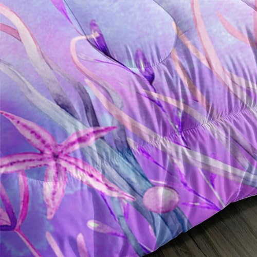 Kids Comforter Set with Turtle Print and Purple Design