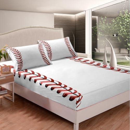 Erosebridal Baseball Laces Fitted Sheet Set Twin