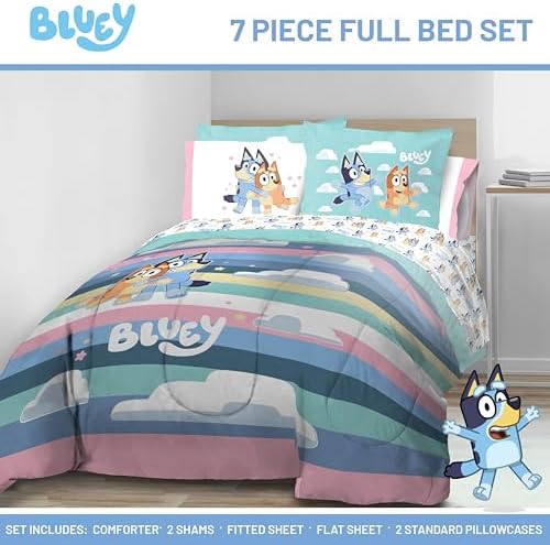 Jay Franco Bluey 7 Piece Comforter Set for Kids