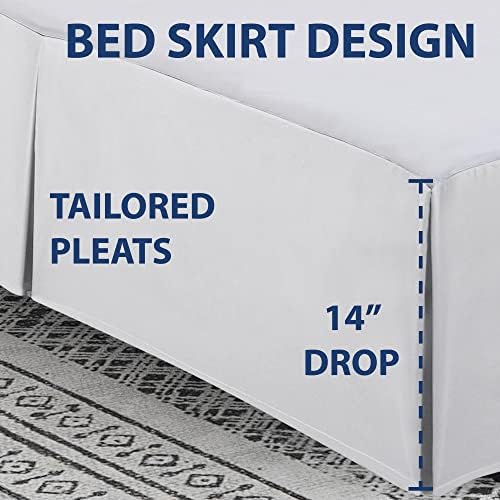 Cathay Home Double Brushed Microfiber Pleated Bed Skirt - White Twin Size