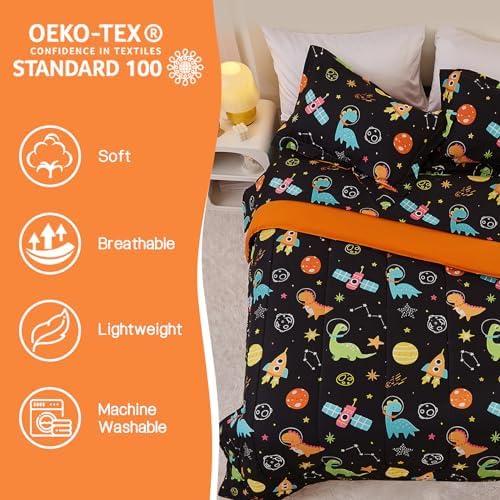Yibeizi Space Dinosaur Kids Comforter Set for Boys Twin