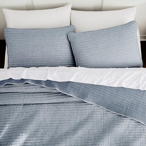 WDCOZY Chambray Pick Stitch Twin Quilt Set 1